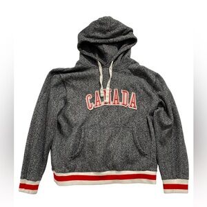 ATC All Things Canadian Heather Gray Hoodie Red White Canada Text Sweatshirt XXL